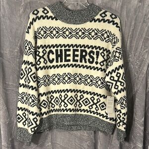 Cheers! Black and White Patterned Sweater